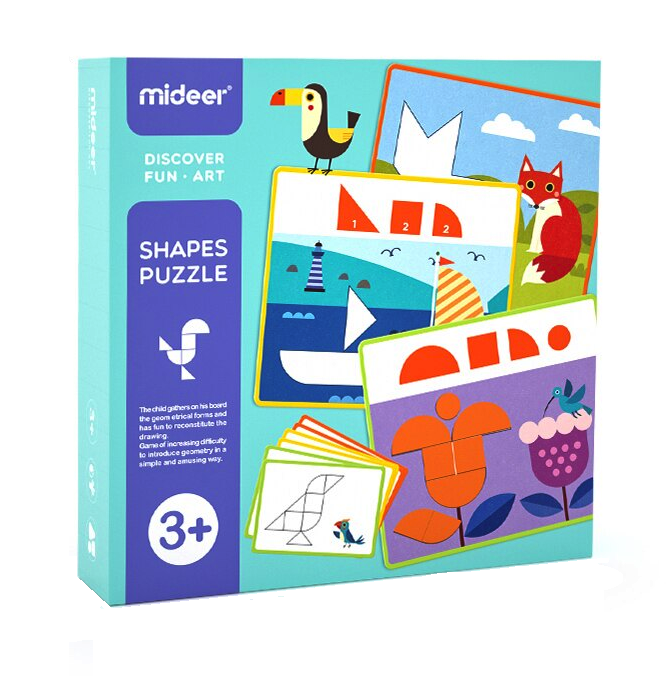 Mideer Shapes Puzzle Aktivite Kartları ile Şekiller Yapboz Oyunu