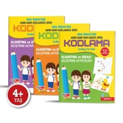 Okul Öncesi Adım Adım Kodlamaya Giriş 3lü Set + Yazı Tahtası