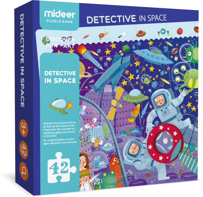 Mideer Detective In Space Puzzle -Uzayda Dedektif-Büyüteçli Arama Oyunu