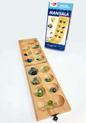 Cam Taşlı Doğal Ahşap Orjinal Mangala Oyunu