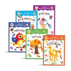 1-3 Yaş Çıkartmalarla Eğlenceli Öğretici Etkinlikler Serisi Renkler, Sayılar, Şekiller, Sıcak Ülkelerde Yaşayan Hayvanlar, Zıt Kavramlar