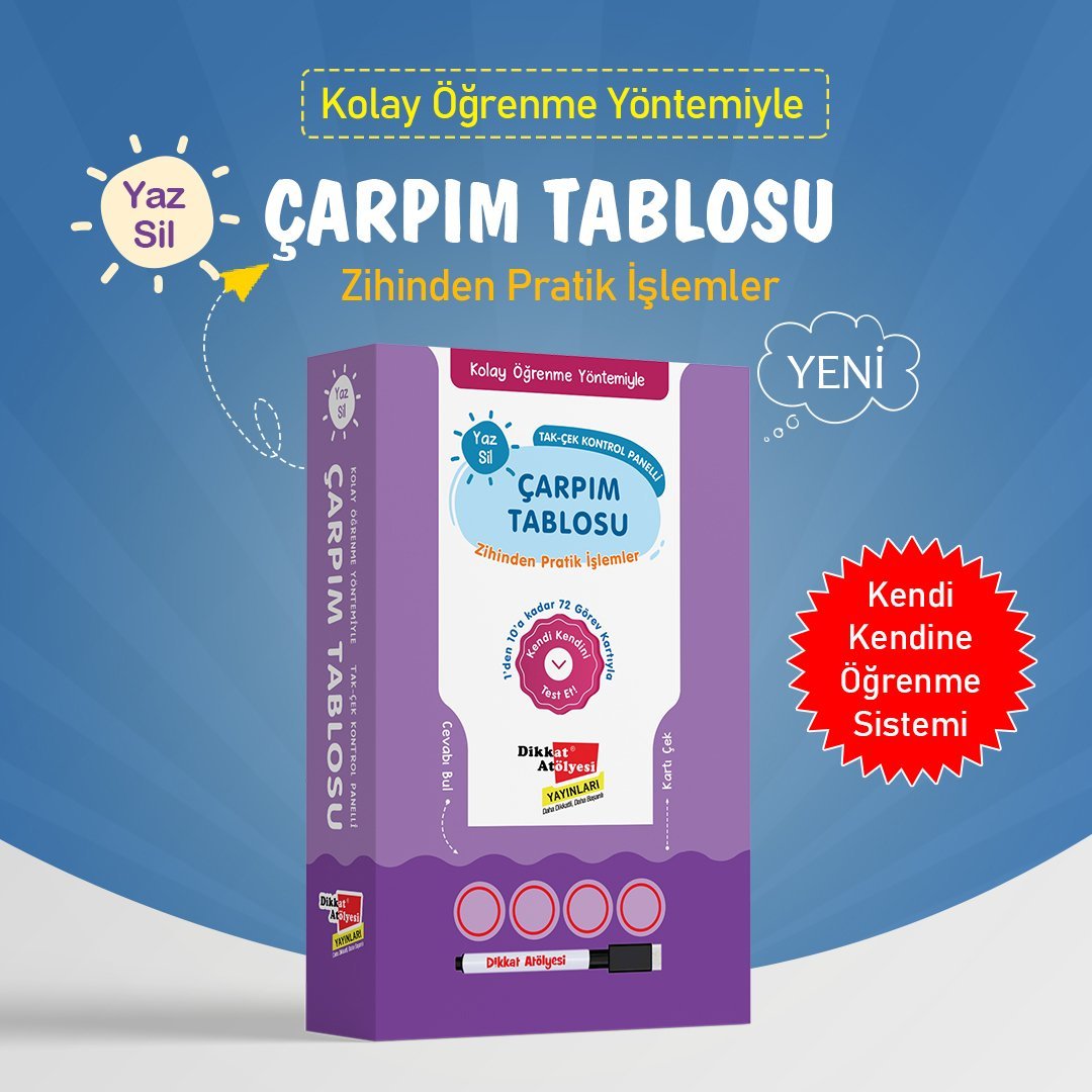 Kolay Öğrenme Yöntemiyle Yaz Sil Çarpım Tablosu Oyunu
