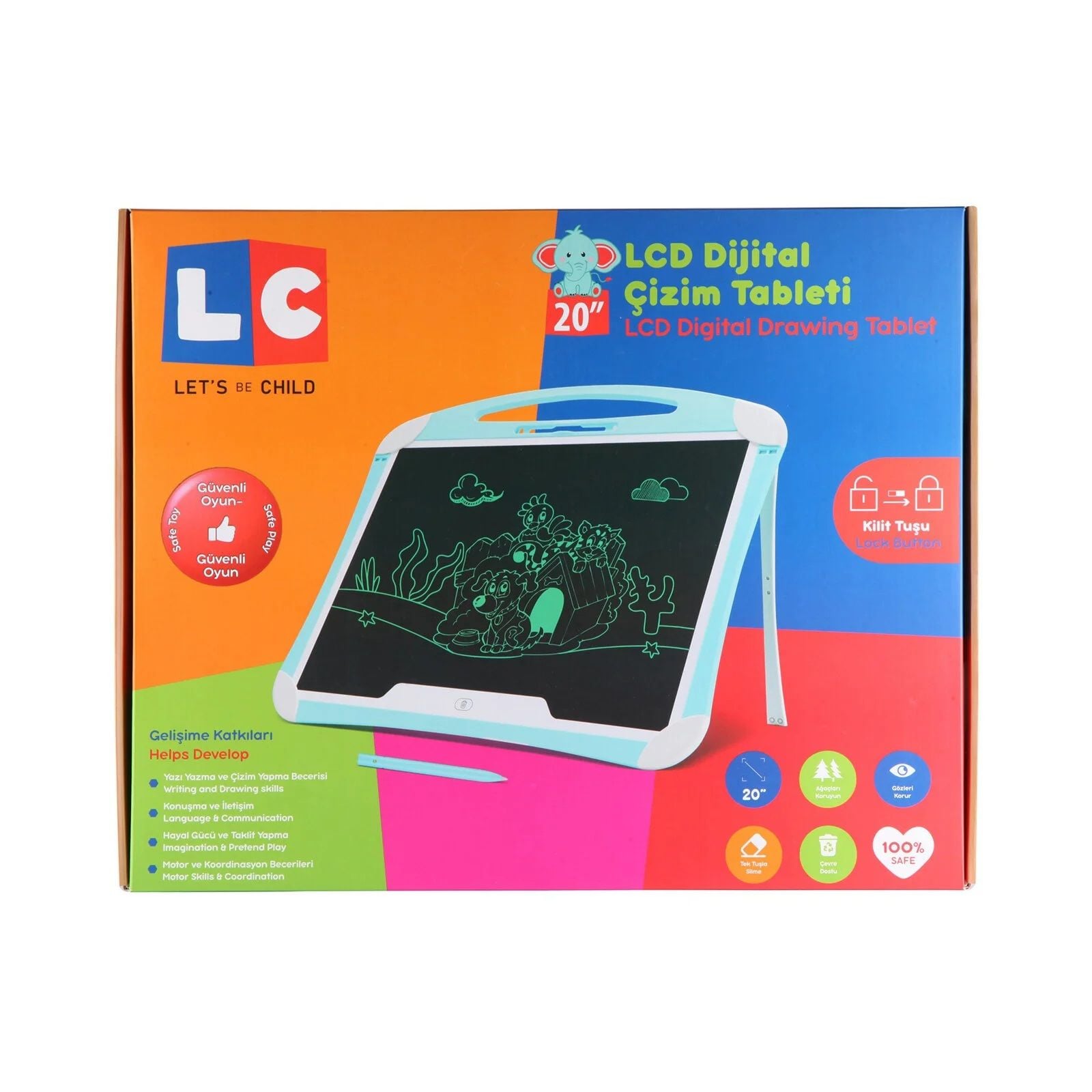 LC Dijital Çizim Tableti 20 İnç | Let's Be Child PEMBE RENK