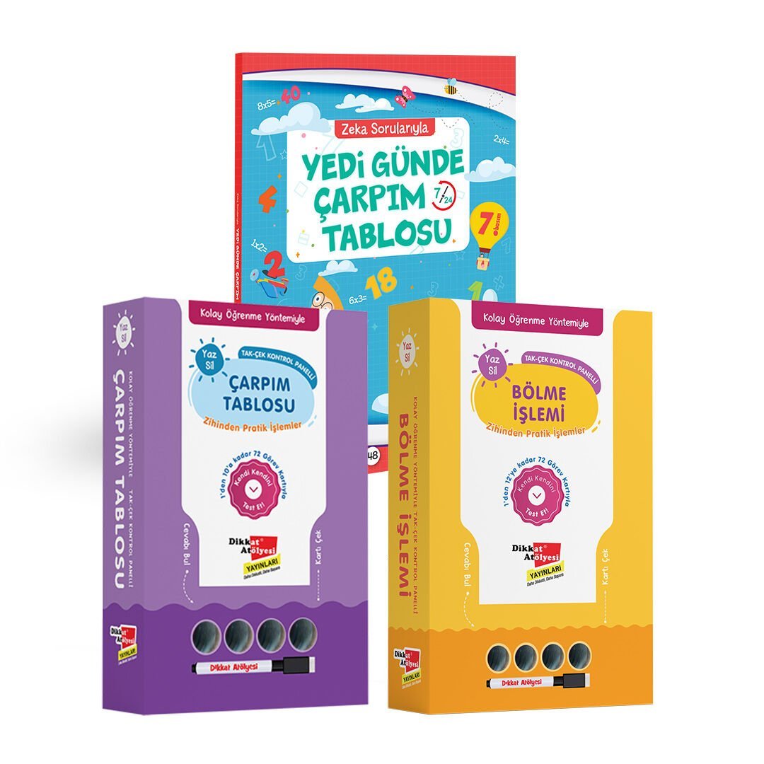 Kolay Öğrenme Yöntemiyle Çarpım Tablo ve Bölme işlemi 3'lü Set