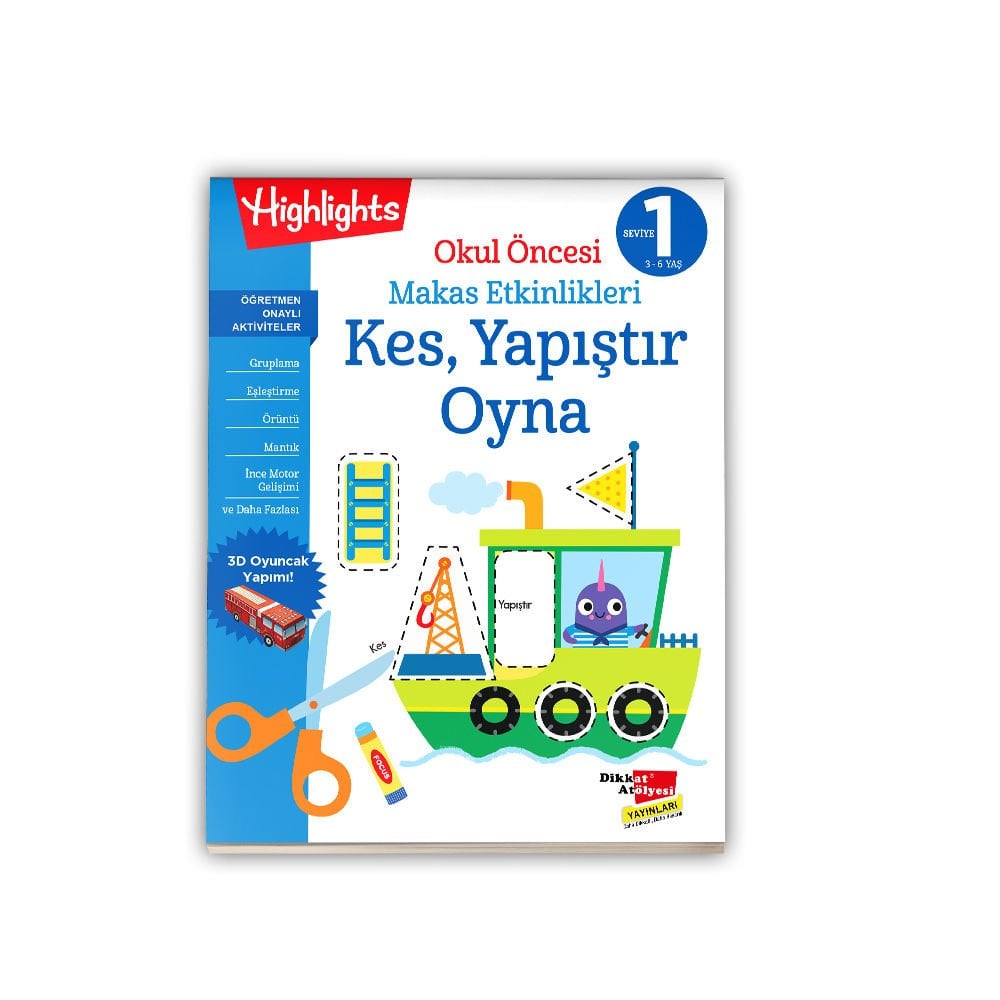 Okul Öncesi Makas Etkinlikleri Kes, Yapıştır, Oyna 1. Seviye