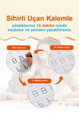 Harfleri ve Sayıları Yazmayı Kolayca Öğreten Kitap | Sihirli Uçan Kalemli Oluklu (kabartmalı) Kitap
