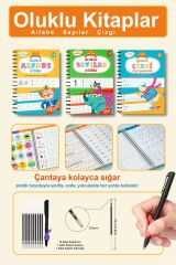 3'lü Oluklu Çizgileri, Harfleri ve Sayıları Yazmayı Öğreten Kitap