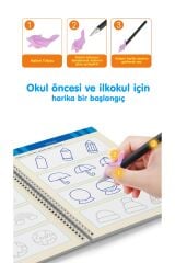 Sihirli Kalemli Oluklu Yazı Öğrenme Seti – Harfler, Sayılar, Çizgi Çalışmaları ve Resim Kitabı | Silinebilir Eğitici Kitap (3-6 Yaş)