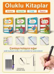 Sihirli Kalemli Oluklu Yazı Öğrenme Seti – Harfler, Sayılar, Çizgi Çalışmaları ve Resim Kitabı | Silinebilir Eğitici Kitap (3-6 Yaş)